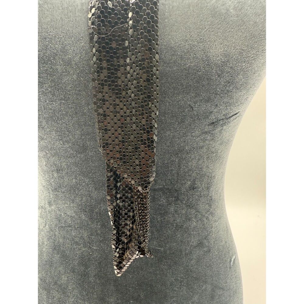 Black neck tie gold tone black cord - Picture 3 of 6